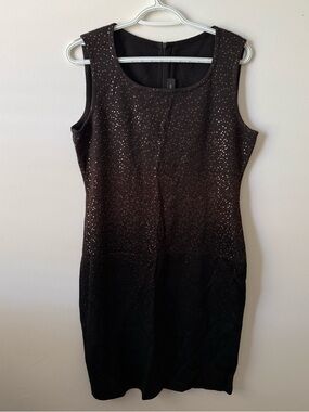 St. John Metallic Ombré Dress Sz 10 Sleeveless Knit Wool Luxury Cocktail